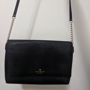 Kate Spade black leather crossbody handbag